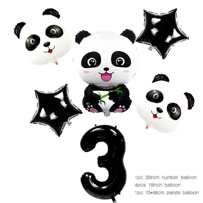 Животным принтом &quotПанда&quot 32 дюймов черный номер Фольга шар звезда клипсы для
