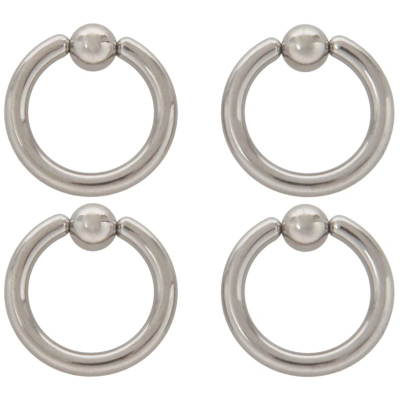 

2 Pair Stainless Steel Captive Bead Ear Rings Hoop BCR Studs Piercing Jewelry Steel Color, 8G(3.2Mm) X 16Mm