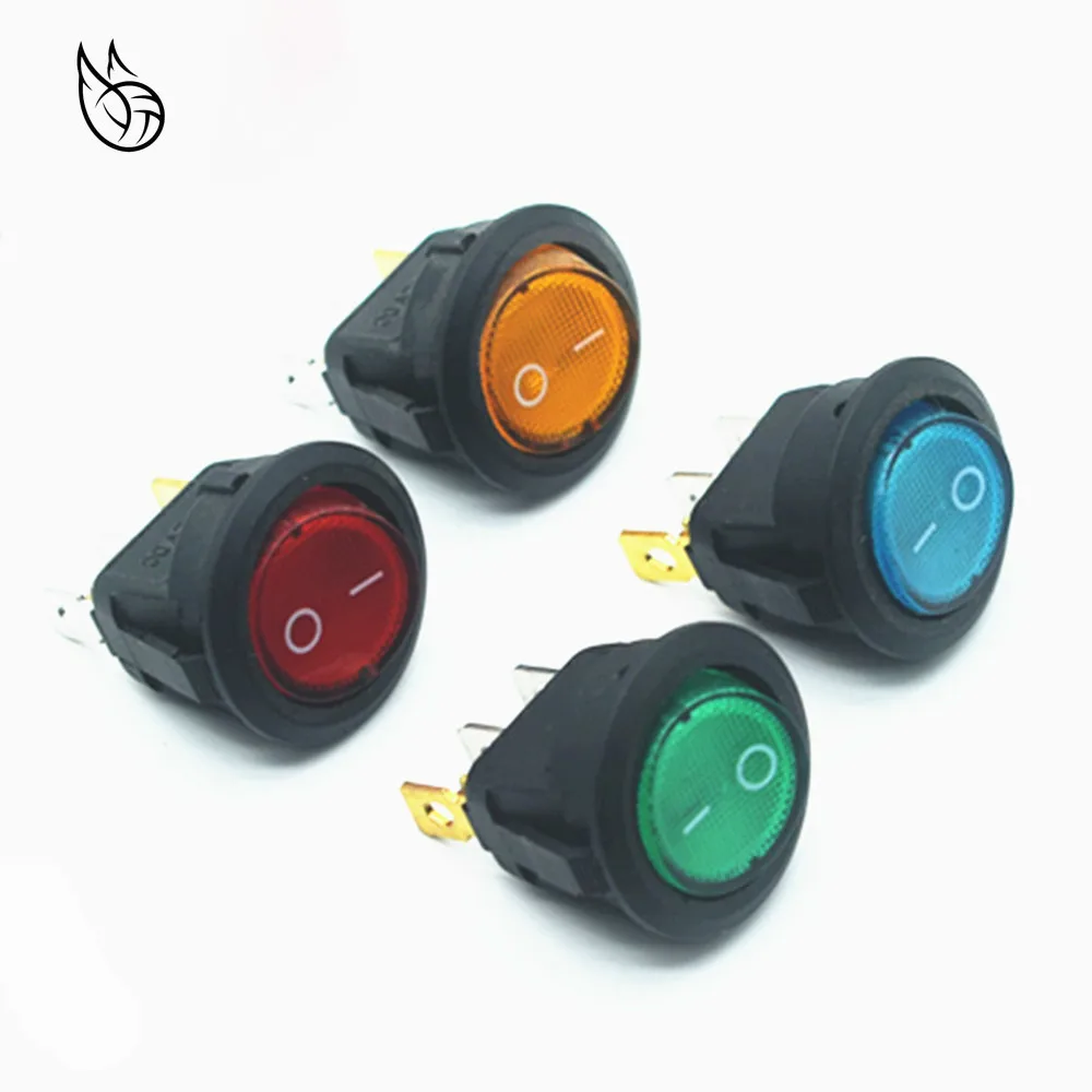 4 шт. красный синий зеленый желтый светильник SPST с круглым переключателем 6A/250V