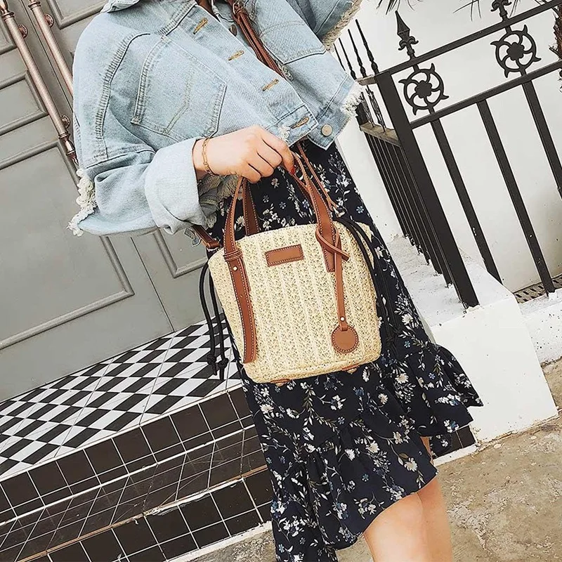 Women Straw Shoulder Bag Vintage Bags Mini Messenger Beach Casual Wicker | Багаж и сумки