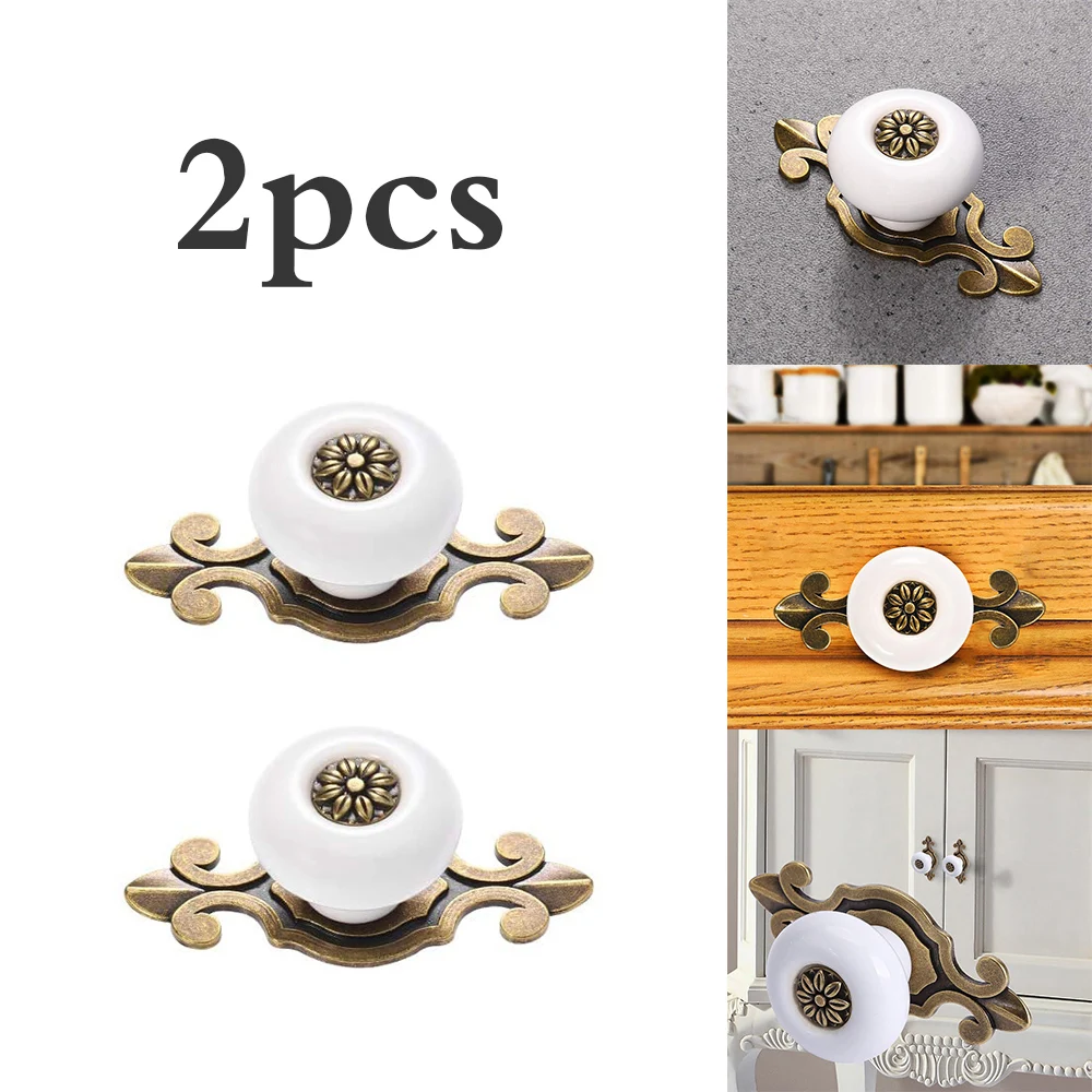 2 шт. ручки для ящиков металлический шкаф винтажные керамические шкафов комодов