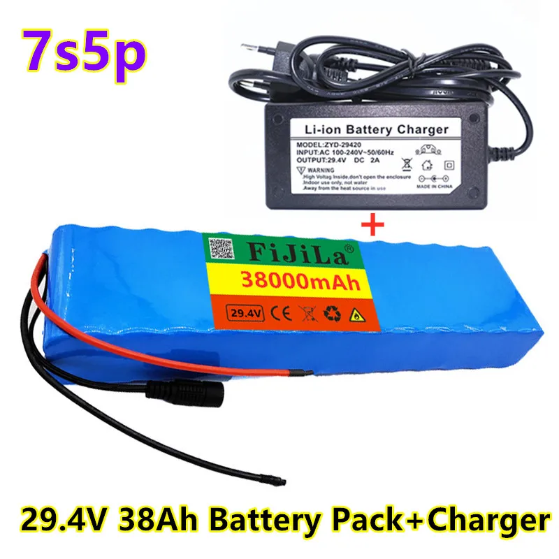 

Новинка 7S5P 29,4 в 38 Ач электрический велосипед мотор электровелосипед скутер 24 В литий-ионный аккумулятор 18650 литиевые перезаряжаемые батареи + зарядное устройство