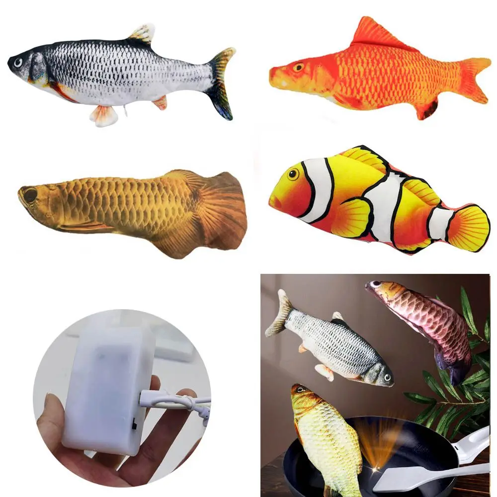 

Funny USB Charging Cat Chewing Pet Chew Bite Simulation Fishs Playing Supplies Electric Jumping Fish Cat Toys