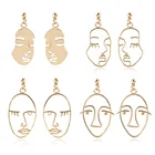 Женские Висячие серьги в стиле панк, абстрактные, с вырезами, золотые, модные серьги с подвесками