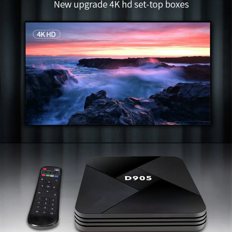 D905 Smart TV Box Android 10.0 4GB 32GB Wifi 2.4G 4K BOX Set Top Media Player For Youtube Flicker Facebook 24 Languages | Электроника