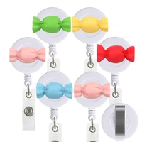 6pcs lot colorful sweet retractable id card badge holder reel clip for nurse student office love heart flower dress style
