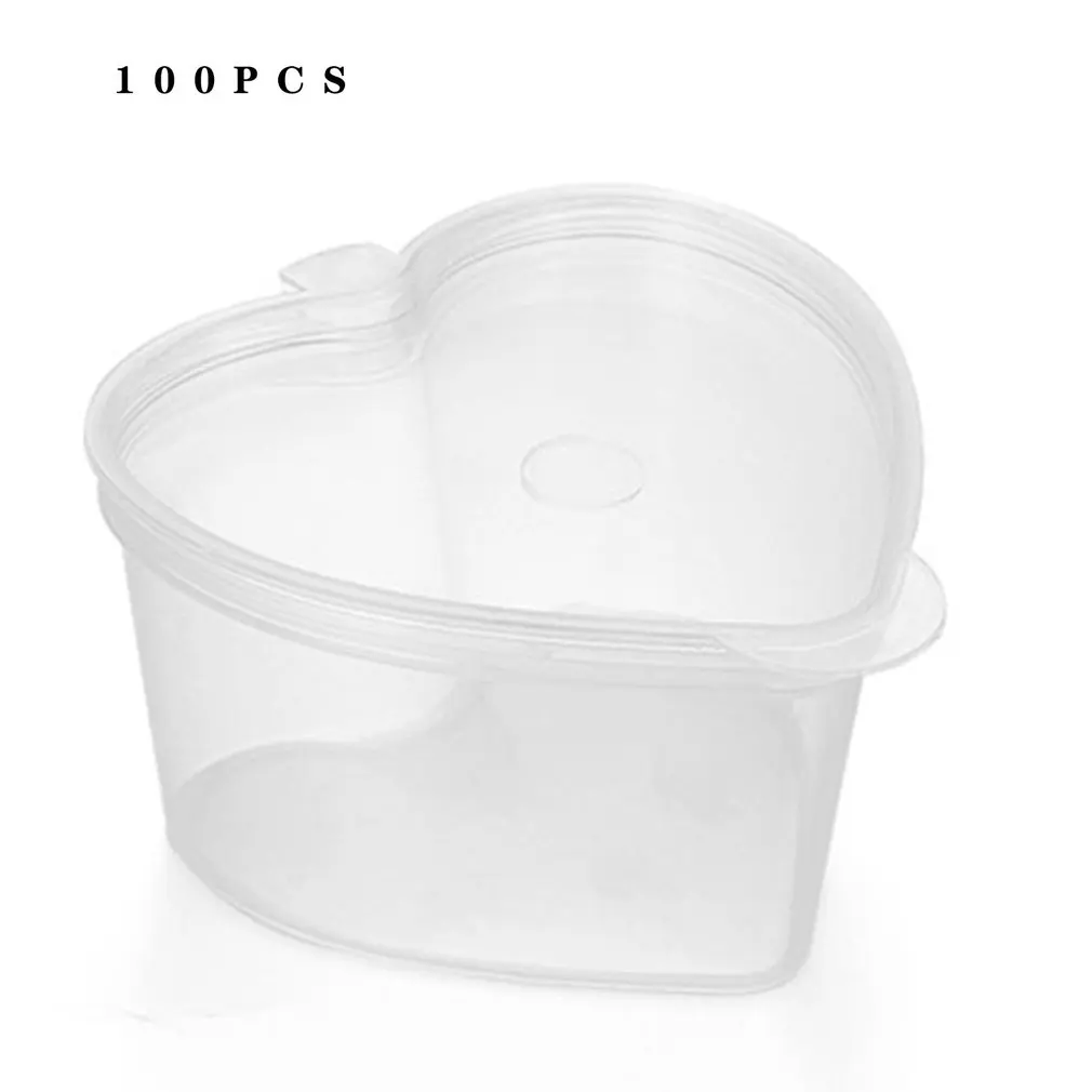 

100pcs Disposable Sauce Box Storage Containers Plastic Box With Lids Sauce Cups Transparent Seasoning Box