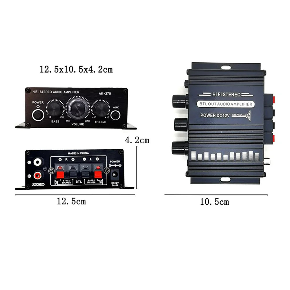 AK270 усилитель мощности аудио караоке Домашний кинотеатр 2 канала HIFI Поддержка FM AUX