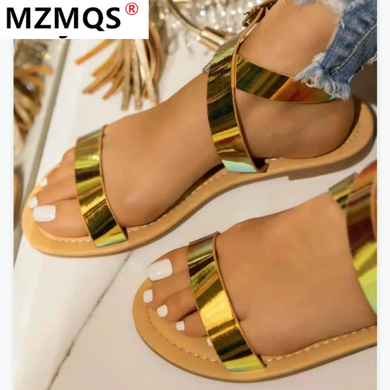 

2021 Fashion Women's Shoes Summer Walking Flat Sandals Comfortable Open Toe Sexy Beach Shoes Women's New Plussize Casual Sandals