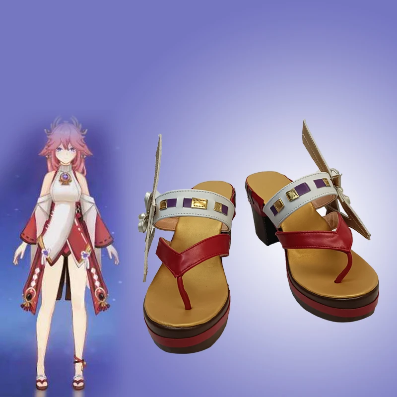 

Hot Game Genshin Impact Yae Miko Guuji Yae Cosplay Sandals Anime High Heel Female Platform Fashion Casual Cute Cos Shoes