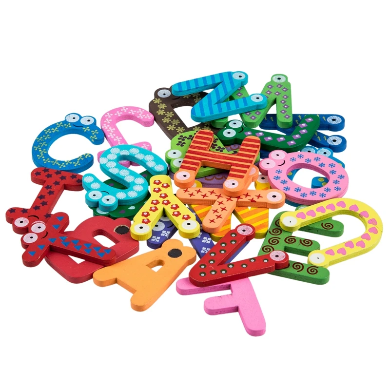 Забавные красочные магнитные буквы A Z деревянные магниты на холодильник детские