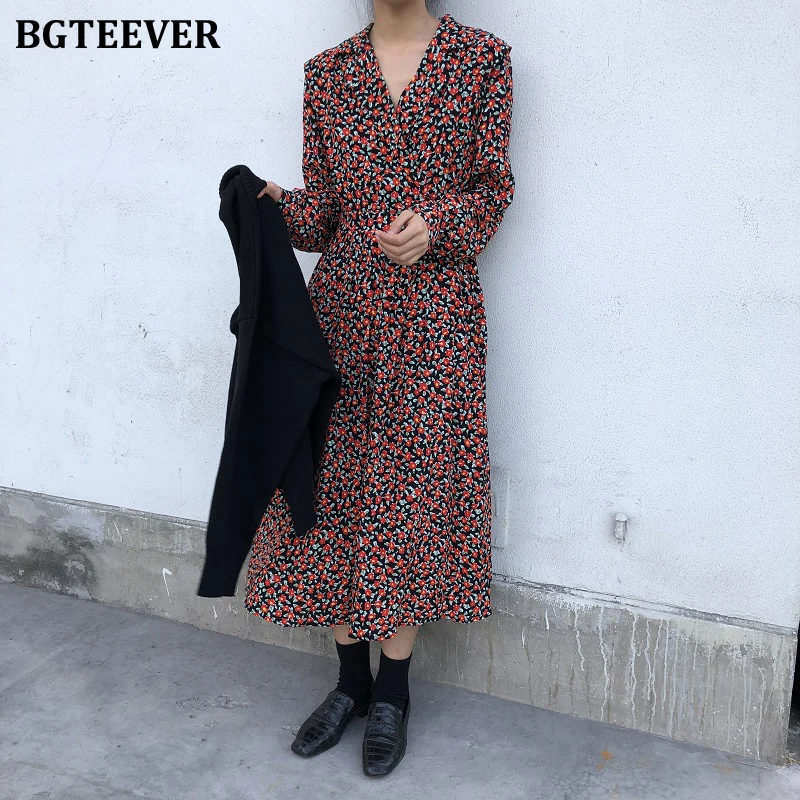 Женское шифоновое платье-трапеция BGTEEVER Элегантное Длинное винтажное платье с