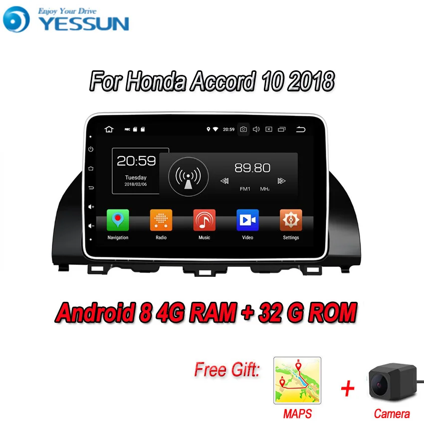 YESSUN Android 8 0 4G RAM для Honda Accord 2018 Inspire Автомобильный навигатор GPS мультимедийный плеер