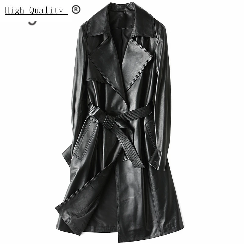 Женская Повседневная Длинная Куртка из натуральной кожи 2020 зимняя куртка