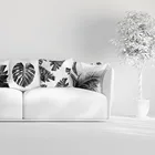 Декоративная подушка в виде черных и белых листьев растений для дома, декоративная тропическая декоративная подушка в скандинавском стиле для дома