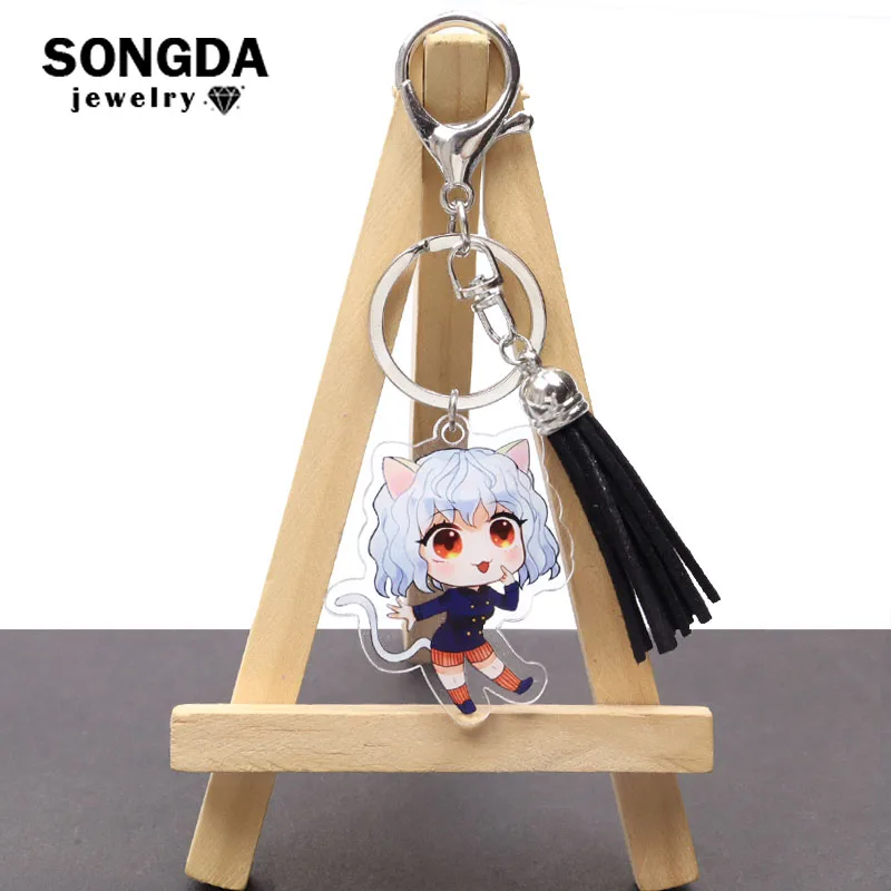 

Anime Keychain Hunter x Hunter Acrylic Tassel Killua Zoldyck Kurapika Figure Key Ring Transparent Double Sided Pendants Jewelry