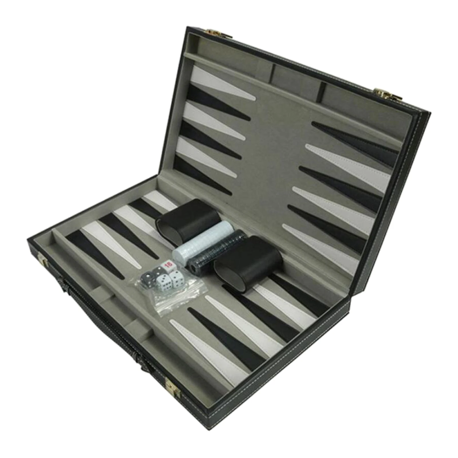 Foldable Chess Board Backgammon Set PU Leather Case Portable with Playing Pieces Nice Gifts | Games