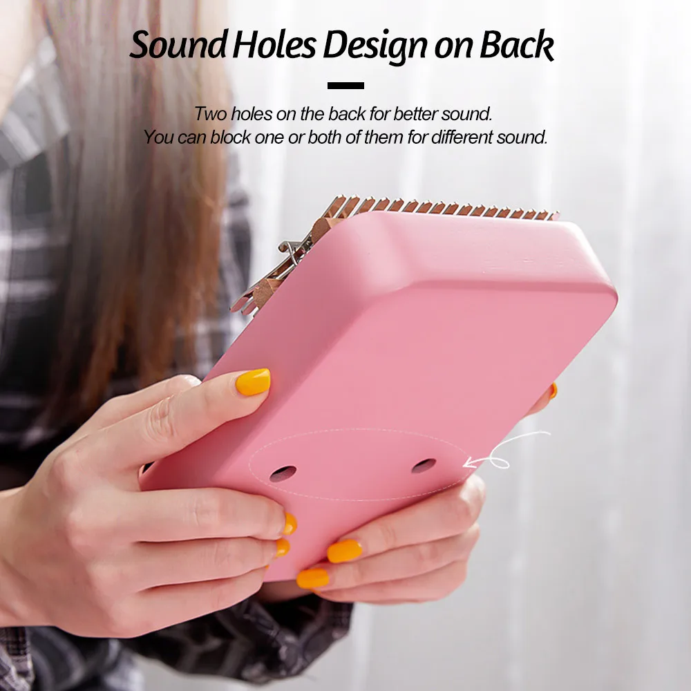 

Muslady 17-Key Kalimba Thumb Piano Full Solid Veneer Wood Kalimba Finger Percussion Kalimba with Tuning Hammer Cleaning Cloth