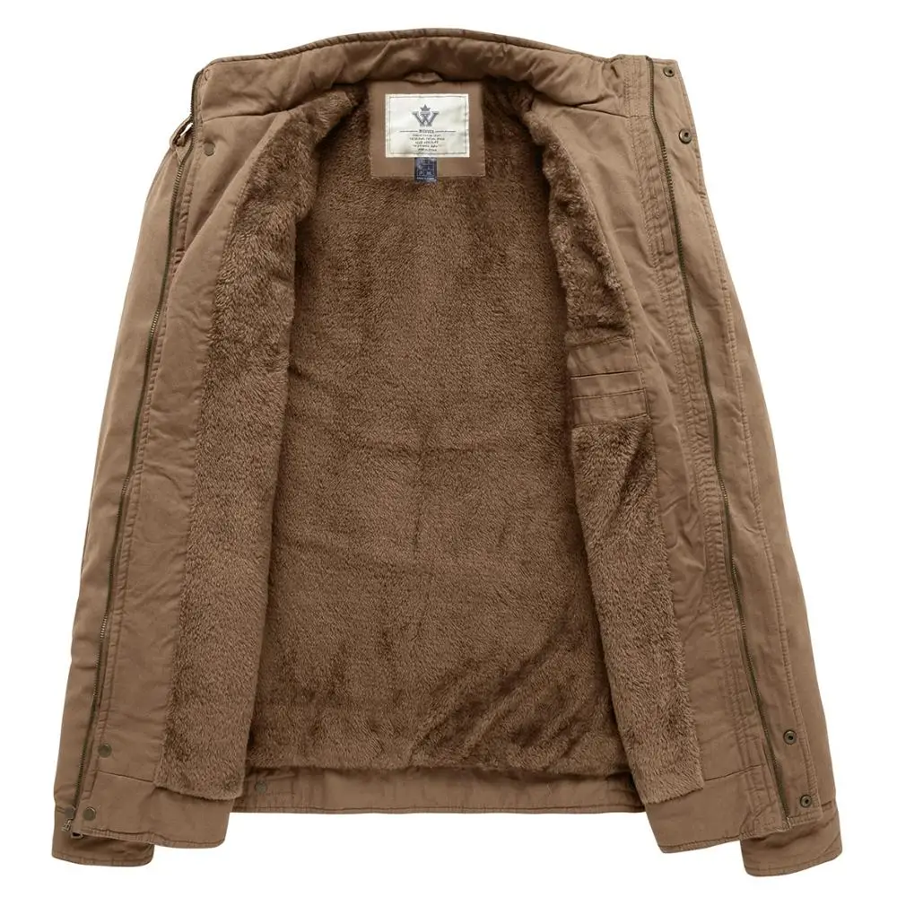 

Men's Winter Warm Jacket Insulated Fleece Coat Outdoor Windproof Jackets Stand Collar Military Style Coats