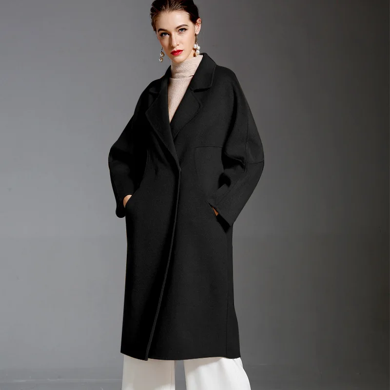 

HighQuality Autumn Cashmere Coat Alpaca Warm Winter Coat Women Long Wool Coat Office Lady Slim Female Overcoat Oversize Plussize