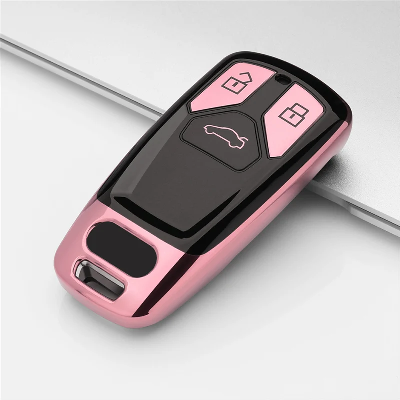B-Pink Мягкий чехол из ТПУ для автомобильных ключей для Audi A4, новинка, A4L, A5, A6L, QT, S5, S7, Q7, TTS, Audi, чехол для ключей, автомобильные аксессуары, украшение - Название цвета: B-Pink