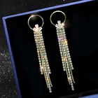 AINAMEISI Винтаж модный Европейский и американский золотисто-цветные серьги с кисточками Полный Кристалл, Длинная кисточка серьги