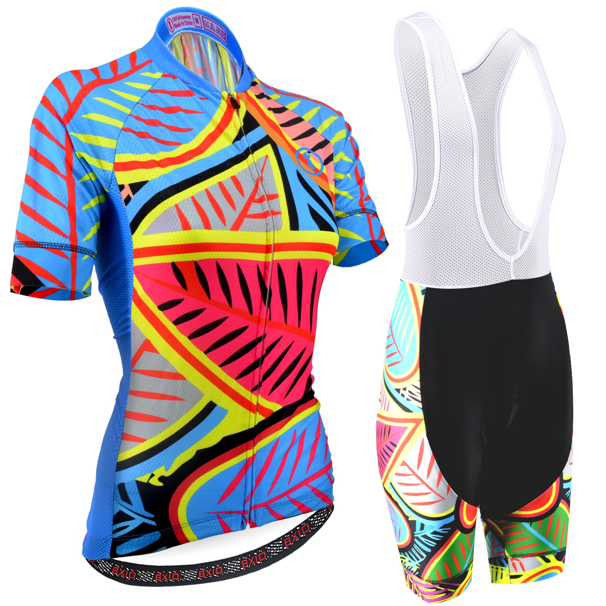 

BXIO Women's Summer Short Sleeve Cycling Jersey with Bib Shorts Cycling Jersey Set for Outdoor Sport Cycling