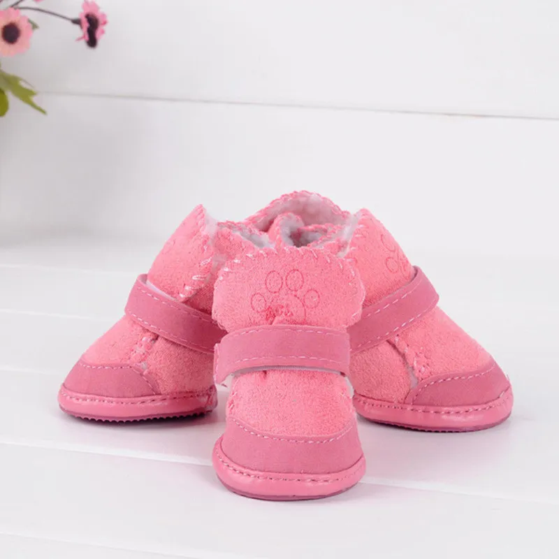 

4PCS/Set Winter Warm Pet Dog Cat Shoes Non-slip Puppy Dog Snow Boots Chihuahua Shih Tzu Shoe For Small Medium Dogs Paw Protector