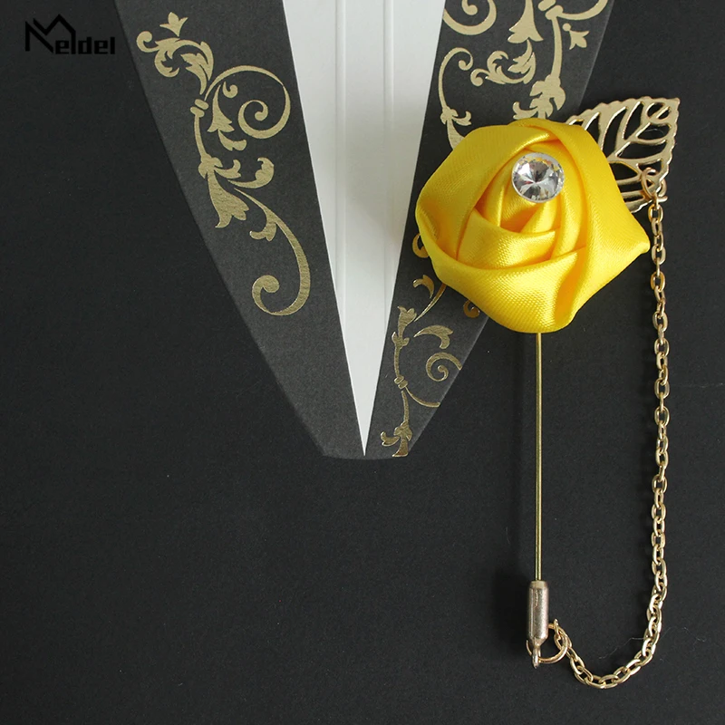 Yellow Meldel Искусственный цветок розы свадебная бутоньерка для жениха корсаж Бутоньерка брошь корсажи Свадебный планировщик свадебные аксессуары - Цвет: Yellow