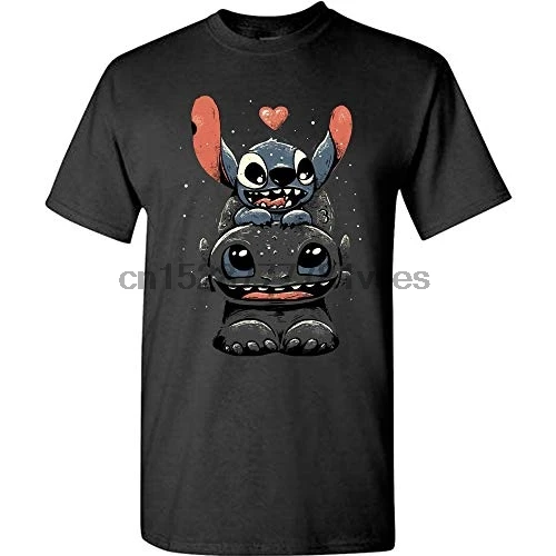Stitch on беззубная рубашка Черная Мужская 2019 Летняя мужская футболка с круглым