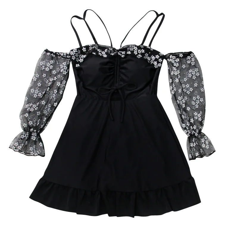 

Swimsuit Fused Female Korean Hot Swimwear 1 Piece Beach Swim Trendy Plus Size Sexy Bikini With Dress One-Piece Slimming Ruffles
