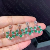 new natural emerald earrings 925 silver womens earrings simple and generous fashionable and versatile