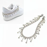 2021 novelly crystal rhinestone fringe tassel shoe jewelry chain accessories anklet chains for women men sneaker decorations