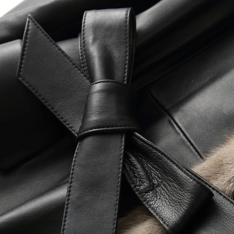 Женская кожаная куртка из натуральной овечьей кожи 2020 зимняя теплая с воротником