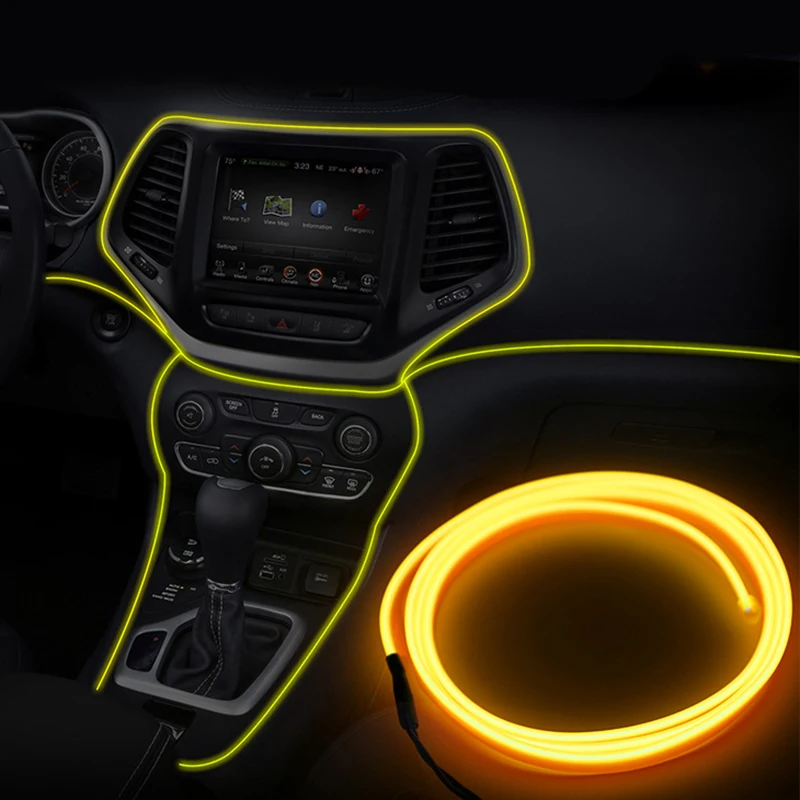 05 5m car interior accessories atmosphere lamp EL cold light line with USB DIY Decorative Dash board Console Door LED Ambient Light - Название цвета: 05