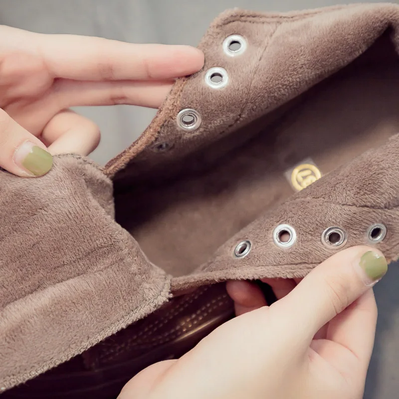 High-top Shoes Women Winter New Non-slip Solid Color Letter Flock Shoes Comfortable Flat Casual Women's Vulcanize Shoes
