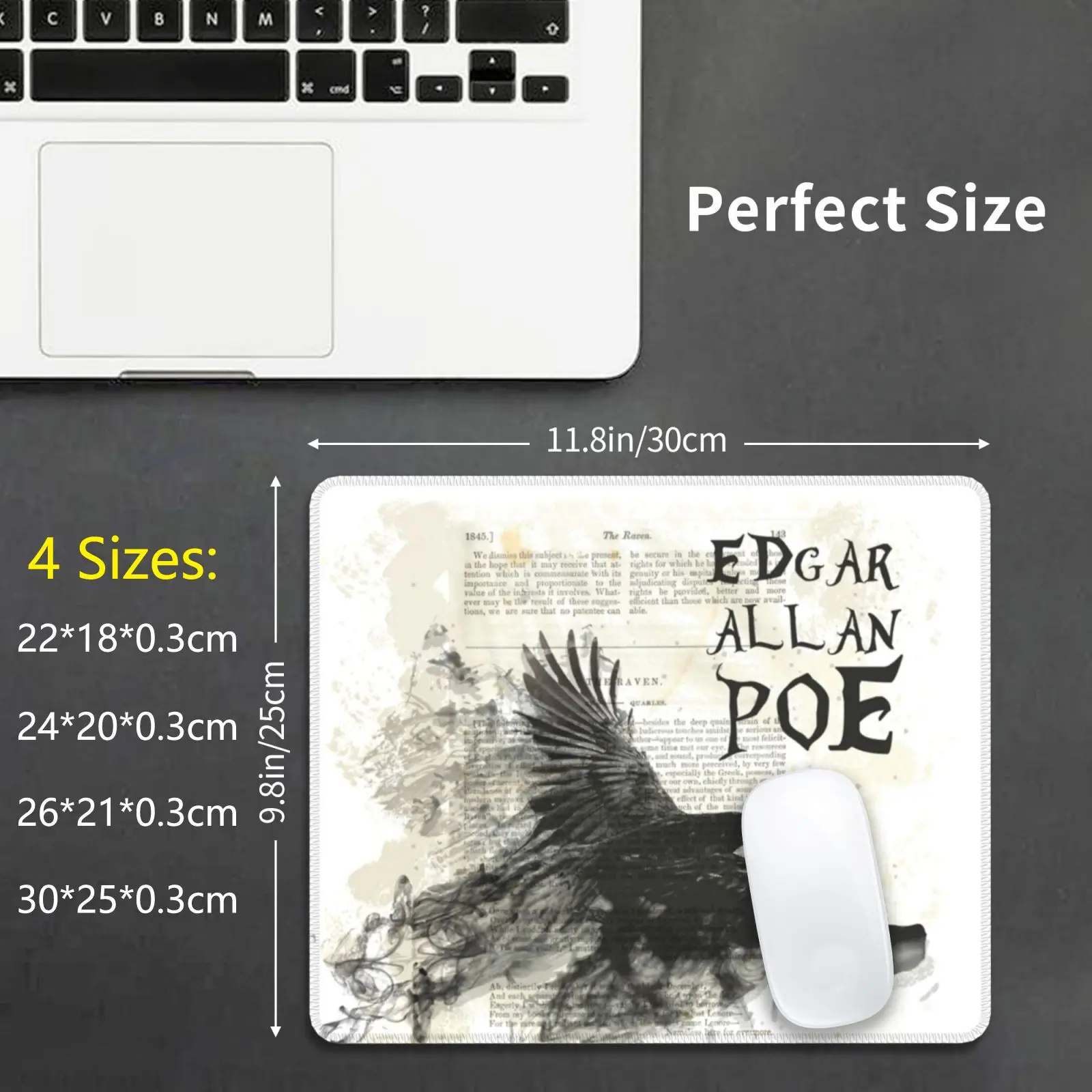 

The Raven Edgar Allan Poe The Crow Mouse Pad DIY Print Cushion Edgar Allan Poe Black Cat Edgarallanpoe Horror