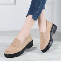 2020 women shoes suede leather thick bottom flat platform oxfords shoes round toe spring autumn causal shoes flats loafers