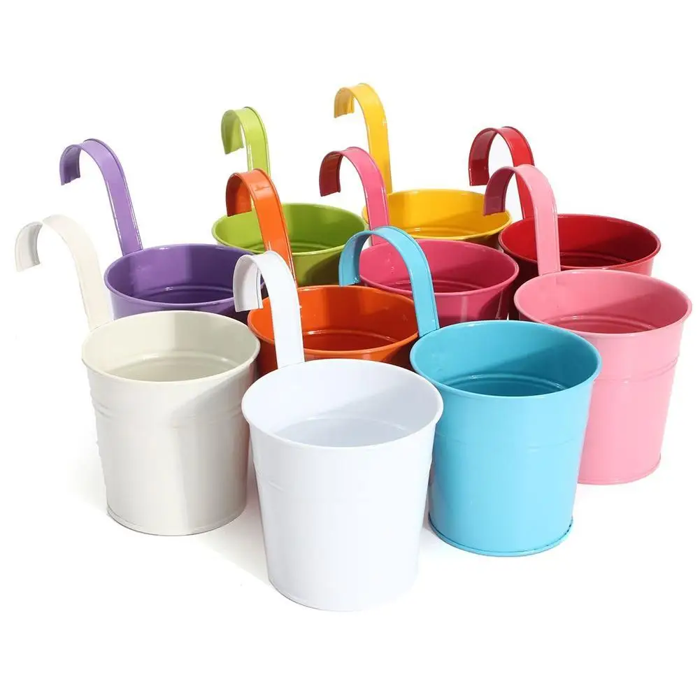 10x садовый металлический цветок горшки подвесное настенное ведро для растений