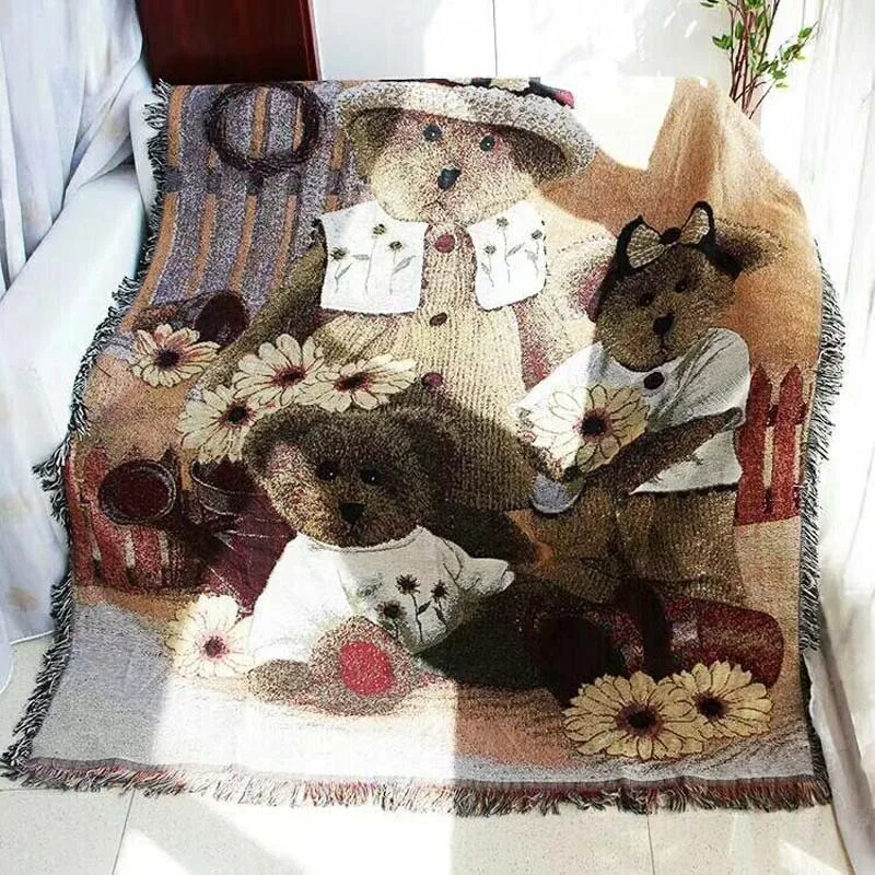 Nordic Knitted Couch Armchair Tassels Blanket Pet Dog Sleeper Sofa Mattress Protector Plaid Coverlet