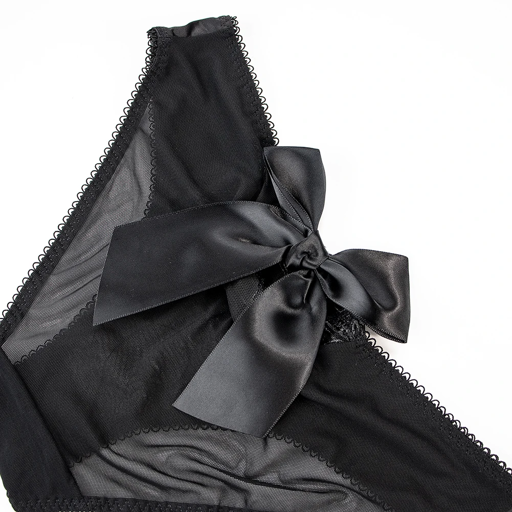 Ladies sexy lace panties women seductive perspective satin big bow knot dating black low rise panty CYHWR | Женская одежда