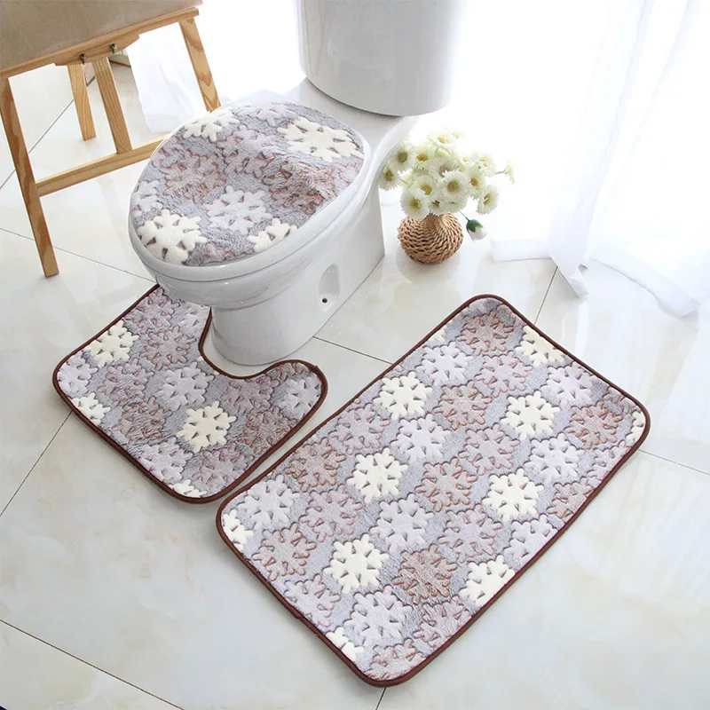 коврик в ванную Набор из 3 предметов для ванной комнаты Мраморная Нескользящая
