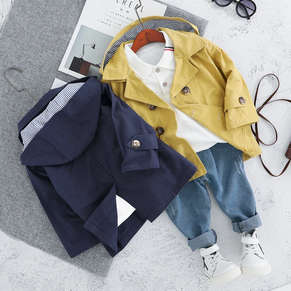 Модный повседневный костюм для мальчиков Новая Осенняя ветровка куртка +
