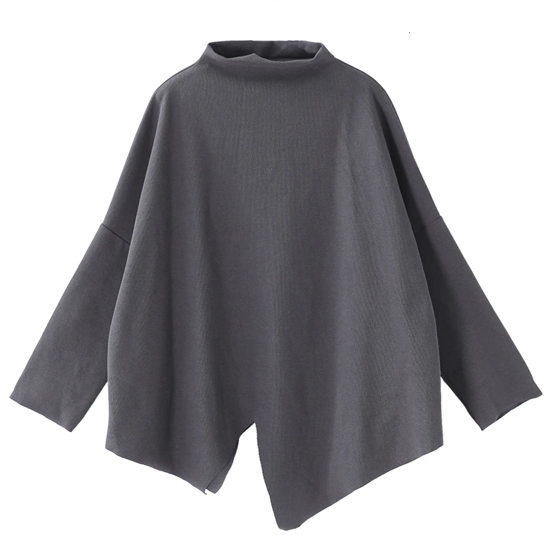 CHICEVER Корейская свободная Асимметричная футболка для женщин водолазка с длинным