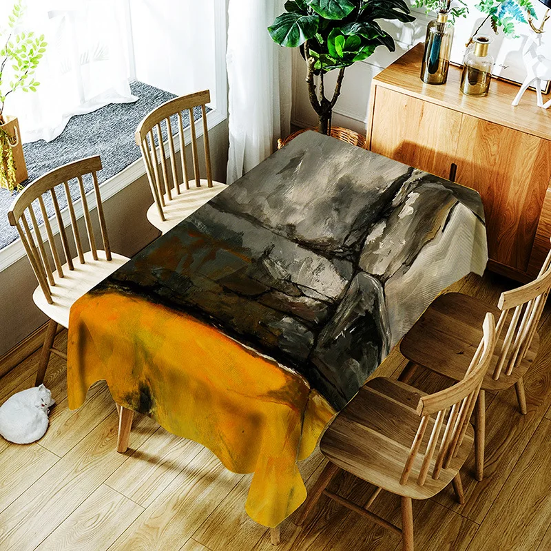 

European and American style waterproof household printing pencil drawing pattern washable tablecloth
