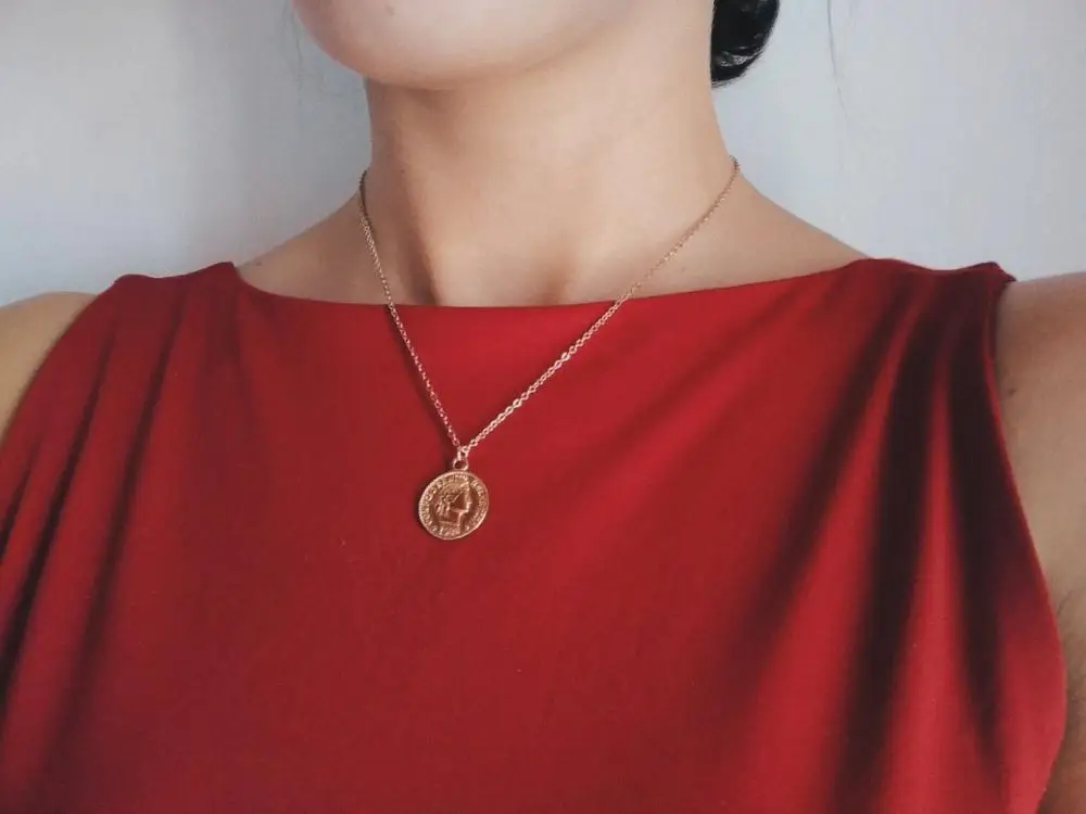 Ожерелье из золотых монет в европейском и американском стиле мужской кулон ретро