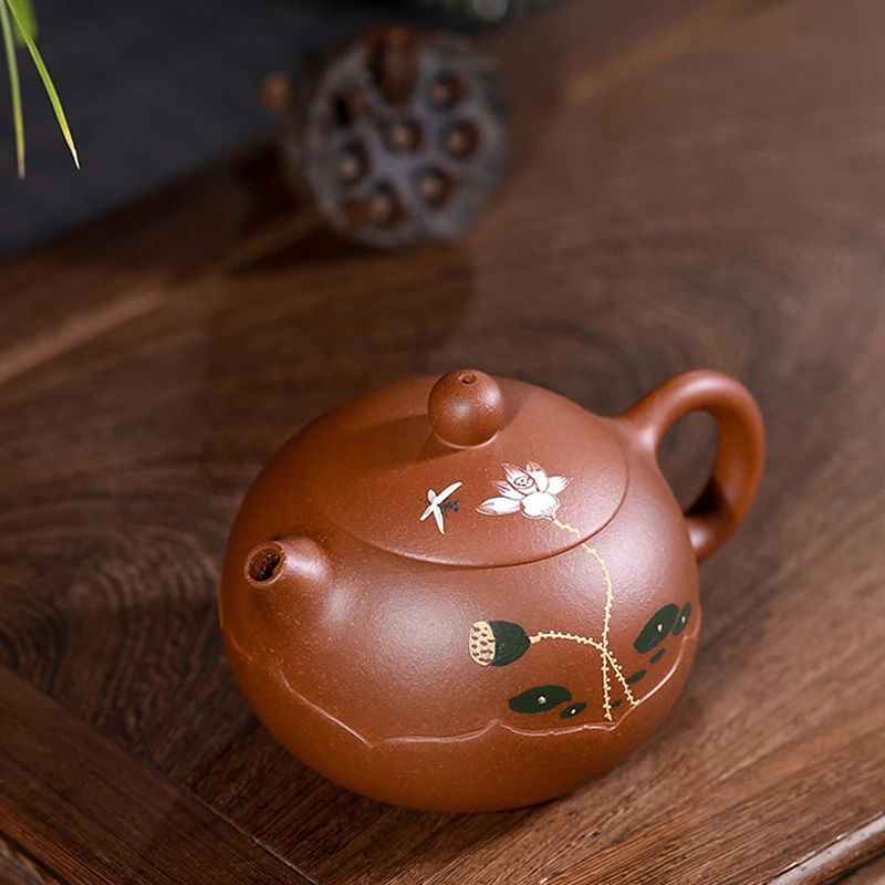 Чайный набор из исинской глины 6 76 унции Фиолетовый Глиняный чайник с рисунком