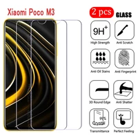 2 1pcs screen galss for poco m3 phone protector cover for xiaomi poco m 3 galss 9h 2 5d proof protective film 6 53 inch