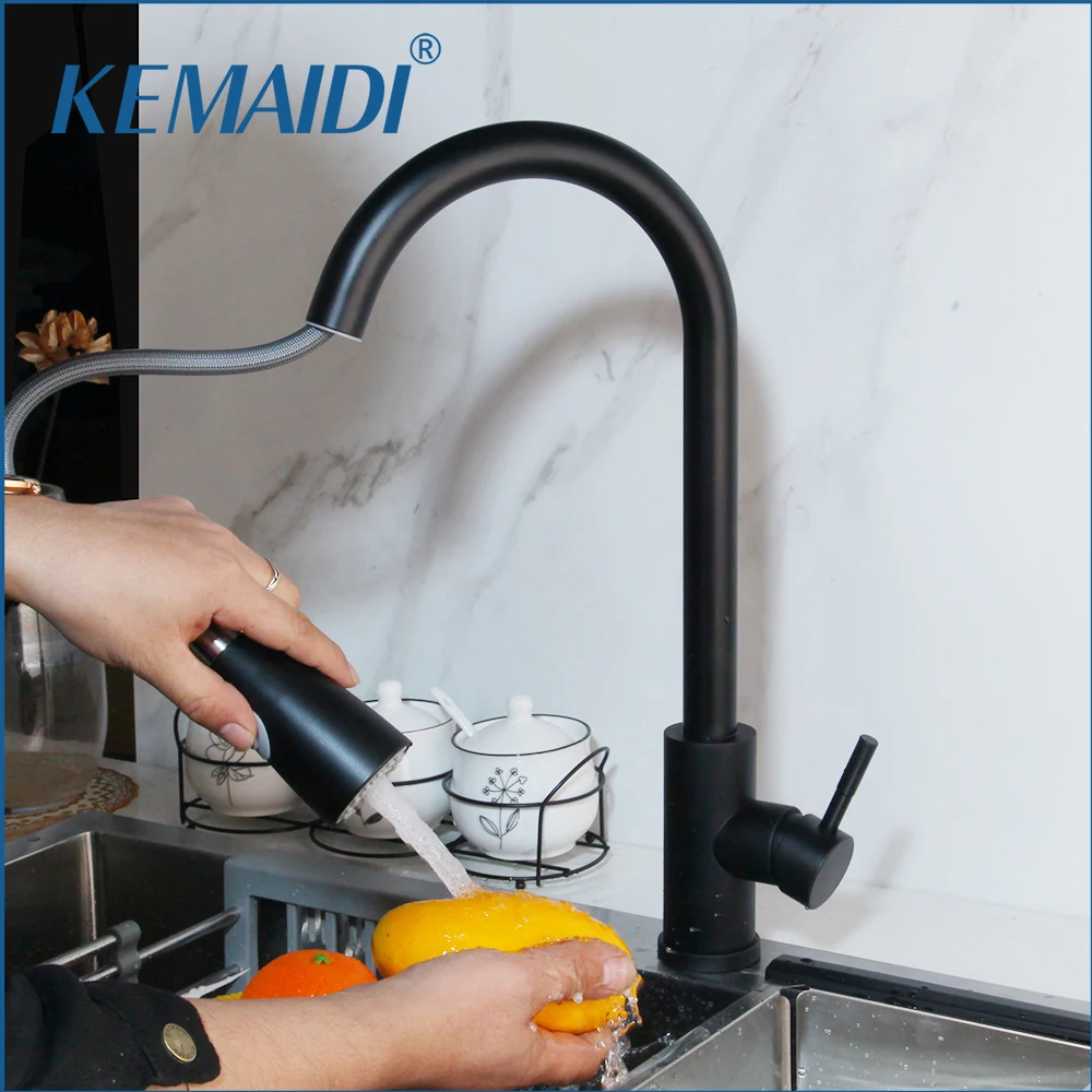 KEMAIDI черный латунный Смеситель для кухни вытяжной смеситель 2 полосный