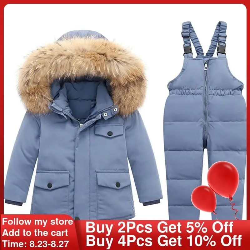 Зимний Детский пуховик теплый лыжный костюм для маленьких девочек утепленное